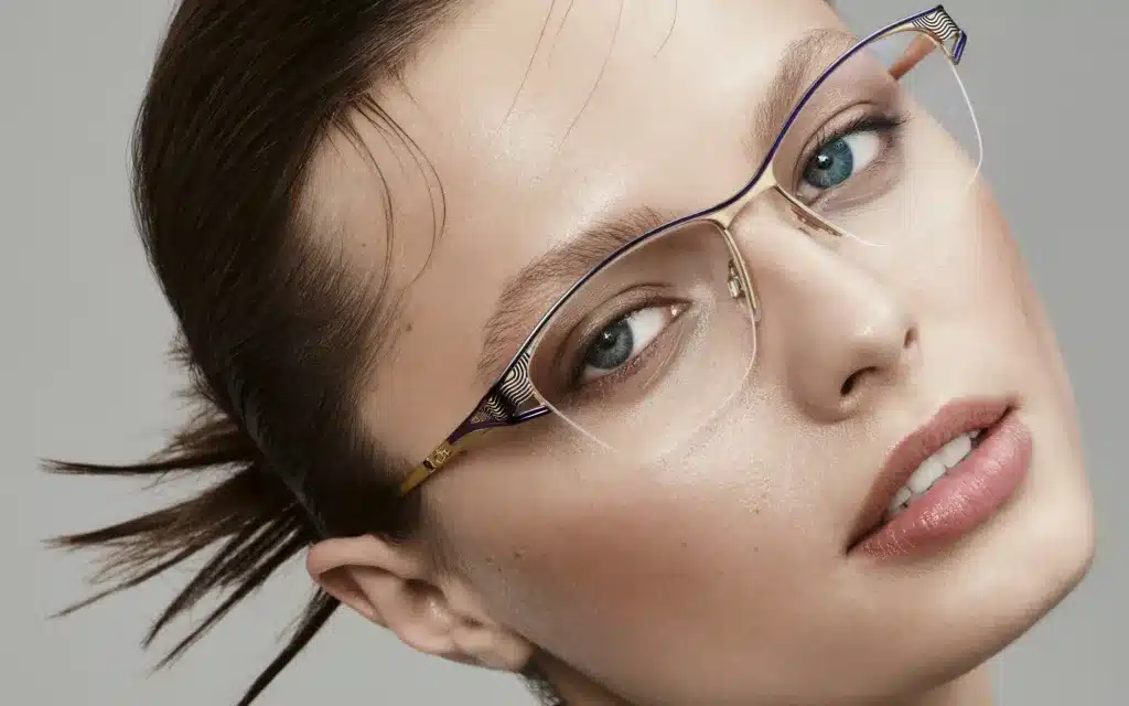A model wears Cazal glasses.